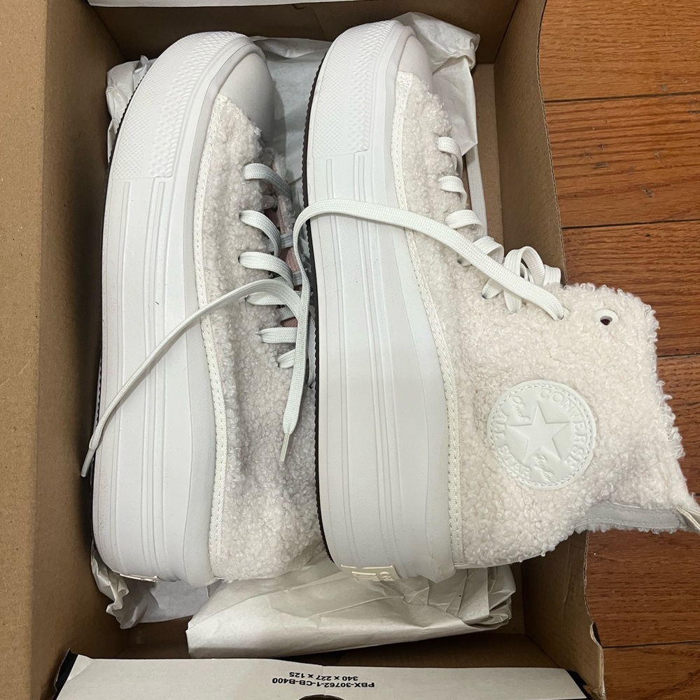 White Sherpa Platform Converses